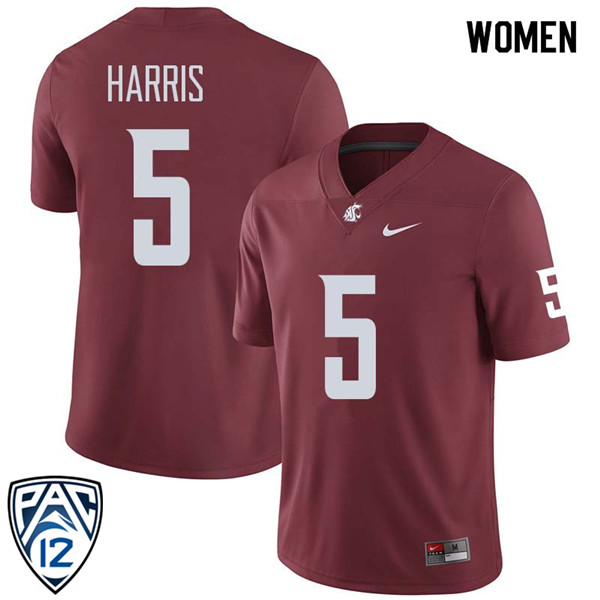 Women #5 Travell Harris Washington State Cougars College Football Jerseys Sale-Crimson